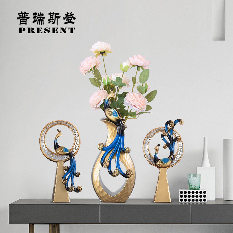 Desktop swing piece Living room Decorative Pendulum piece Creative Light Extravagant Dry Flower Vase Phoenix Suit Vase Nordic Creative Florator