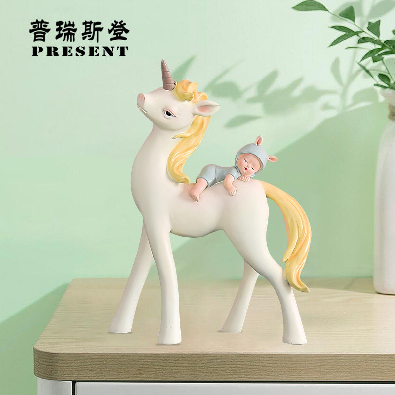 Modern light luxury ornaments ins wind 1 little girl unicorn creative ornaments bedroom living room net red home decorations