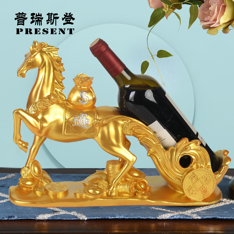Lucky horse ornaments handicrafts horse wine rack ornaments wine cabinet decorations home living room horse wine rack immediately rich