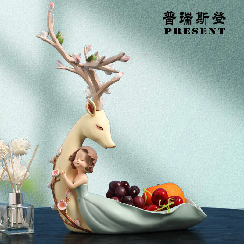 Chic Small Swing Piece Plum Blossom Deer Fruit Pan Snacks Tray Containing Candy Tray Home Wedding Living Room Creative Table Hem