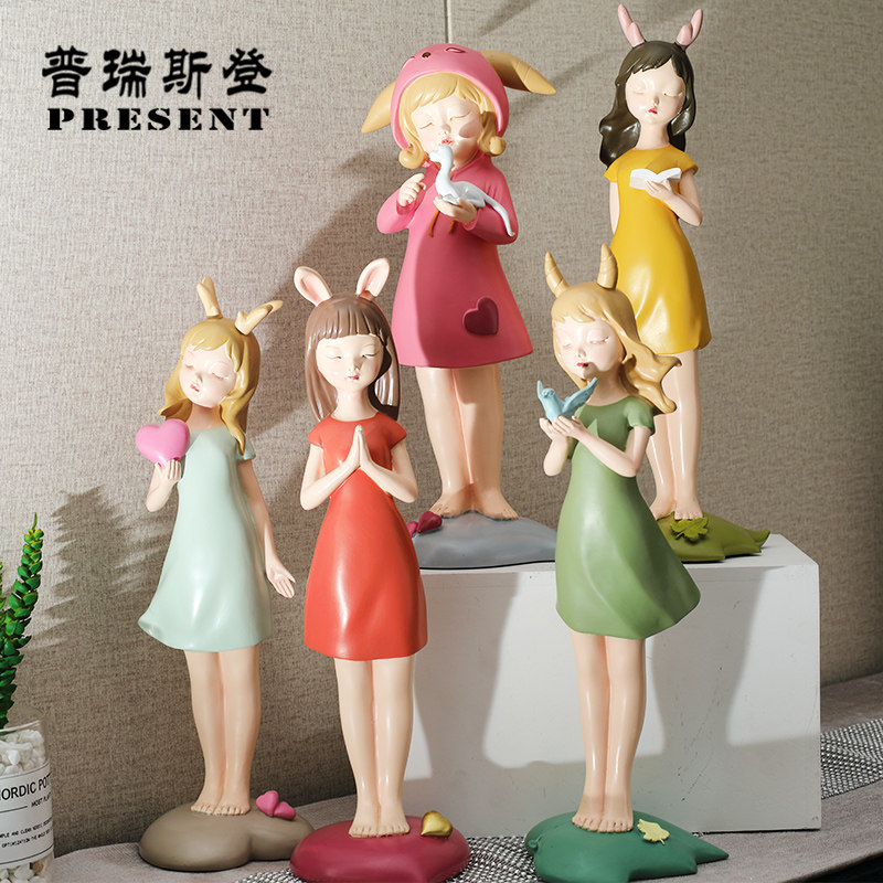 Nordic Style Chicanery Cute Little Girl Swing Piece Furnishing Beauties Desktop Swing Parlor Bedroom Children's Room Hem