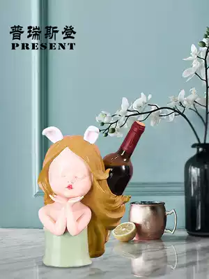 Funny girl red wine rack decoration wine cabinet dining room decoration girl beauty avatar home living room wine rack creativity