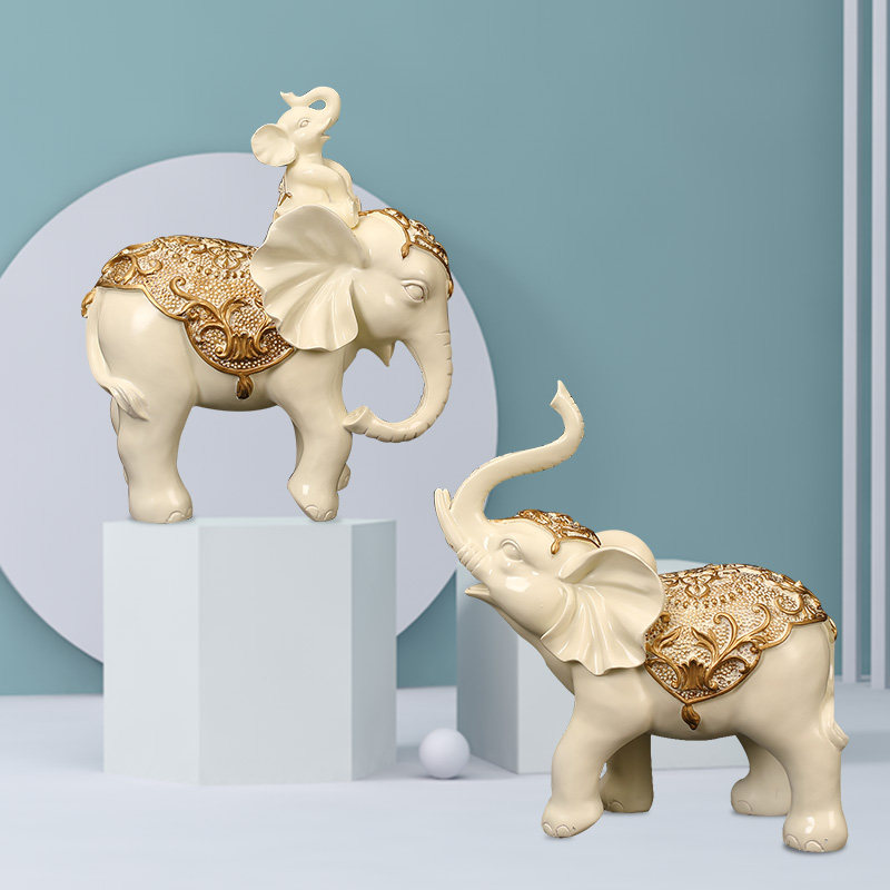 A family of three elephants decorated with fortune feng shui elephant a pair of creative living room TV cabinet porch auspicious wedding gift