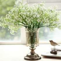 Neoclassical glass vase transparent flower arrangement starry European fake flower whole floral decoration living room Model Room