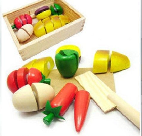 Kindergarten over home Toys * emulation Wooden Fruits Vegetables Chiche * WOOD BOX FRUIT CUT See the teaching aids-Taobao