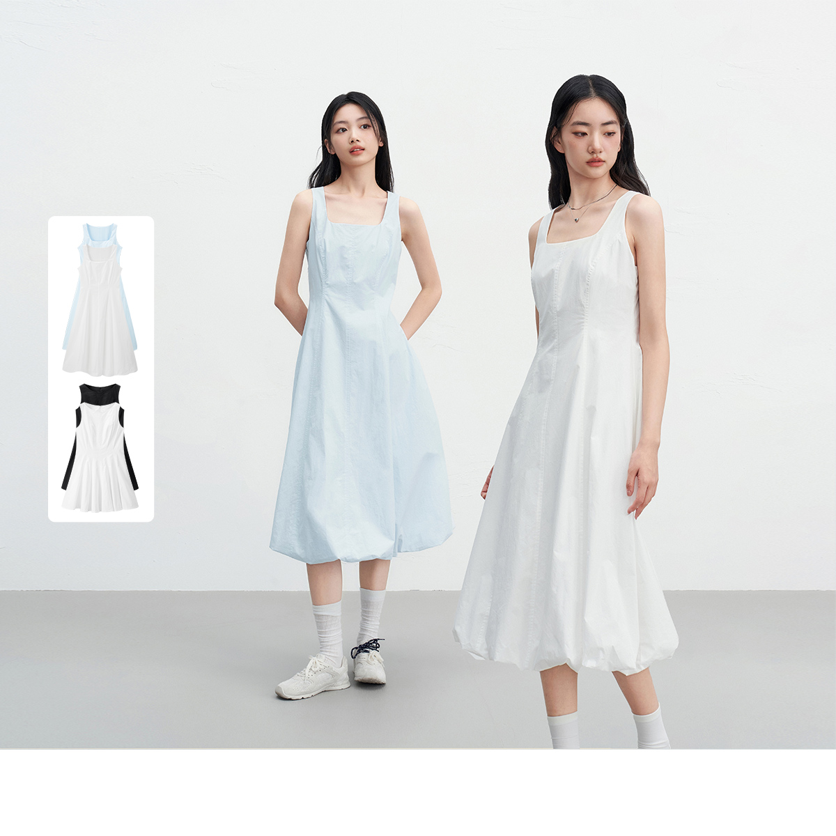 Le Tingのシンプルなノースリーブワンピース/ロング丈ワンピース