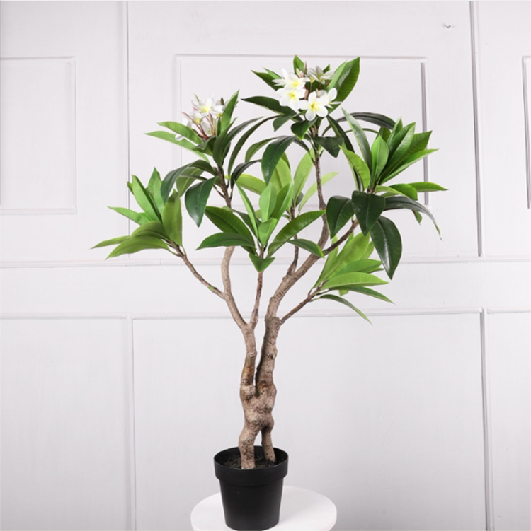 Simulated Frangipani Tree for Home, Living Room, Office, Shopping Mall, Store, Large Floor-Standing Green Plant Bonsai Decoration Ornament