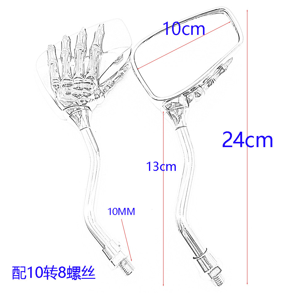 Motorcycle rearview mirror scooter modified personalized ghost hand reflector booster universal ghost claw rearview mirror