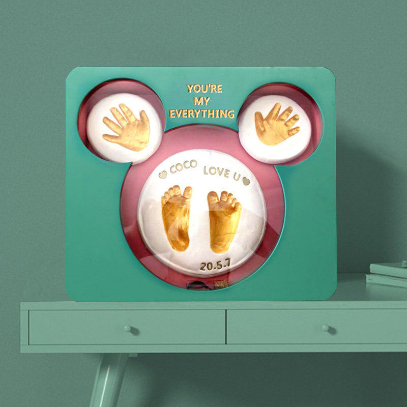 Baby hand and foot print clay hand print souvenir photo frame newborn hand mold handprint full moon 100 days fetal hair souvenir