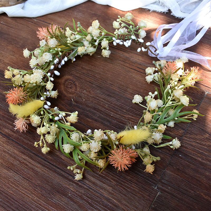Forest ins Starry Bridal Wreath Headdress Holiday accessories Wedding photography photo Green plant wedding hair accessories