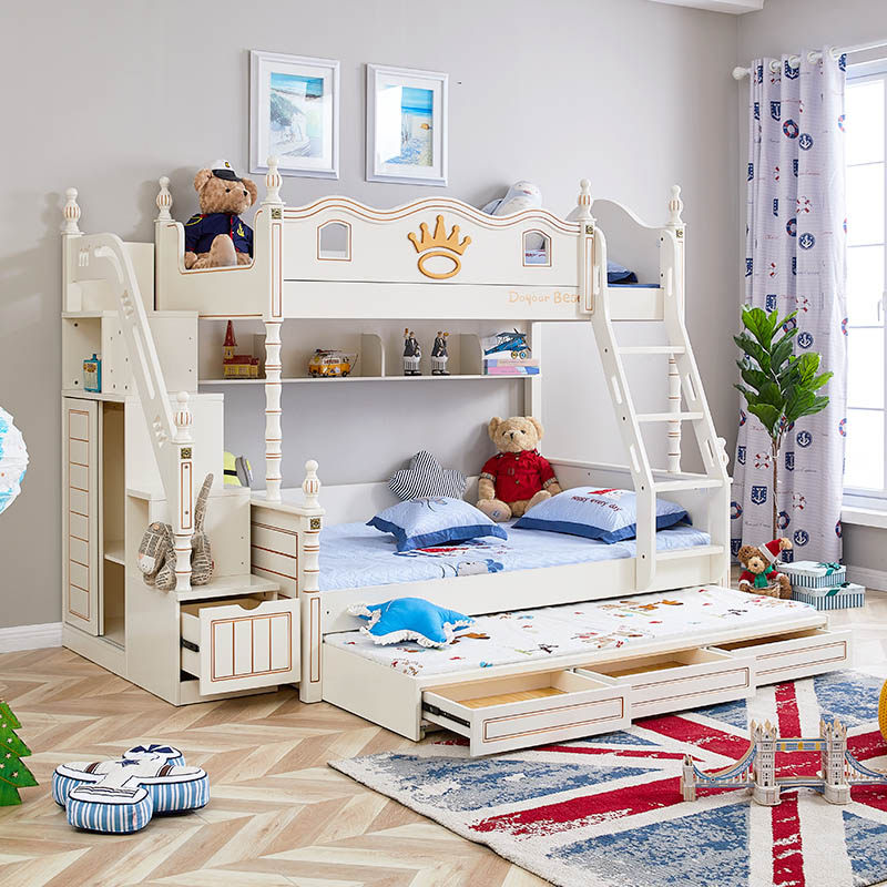 American high and low bed children's bed two bunk bed bunk bed simple European parent-child bed boy girl child mother bed