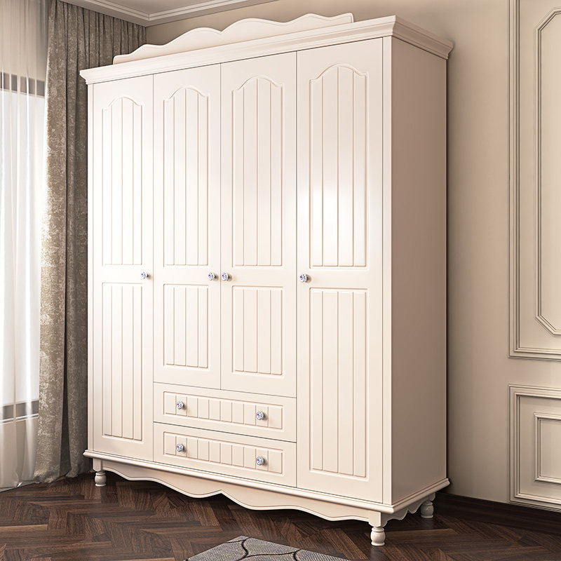 Korean pastoral wardrobe modern minimalist assembled solid wood wardrobe children's wardrobe sliding door wardrobe European wardrobe