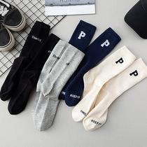 Han G Socks men and women AB Sox combed cotton letters P College Wind sports Sox Chains Socks Lovers Socks