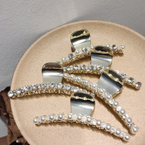 Metal gripping clip alloy pearl inlaid drill large number one top clip South Korea East gate disc hair shark clip Shark Temperament Arrest