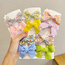 Hipster childrens duckbill clip bow hairclip cute floral bangs clip edge clip set princess hair accessories