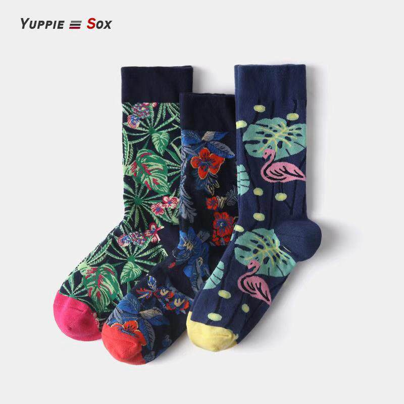 2021 new French oil painting Tide Card Cotton Socks Female Season Jacquard Mesh Red Personality Casual Creative Street Skateboard