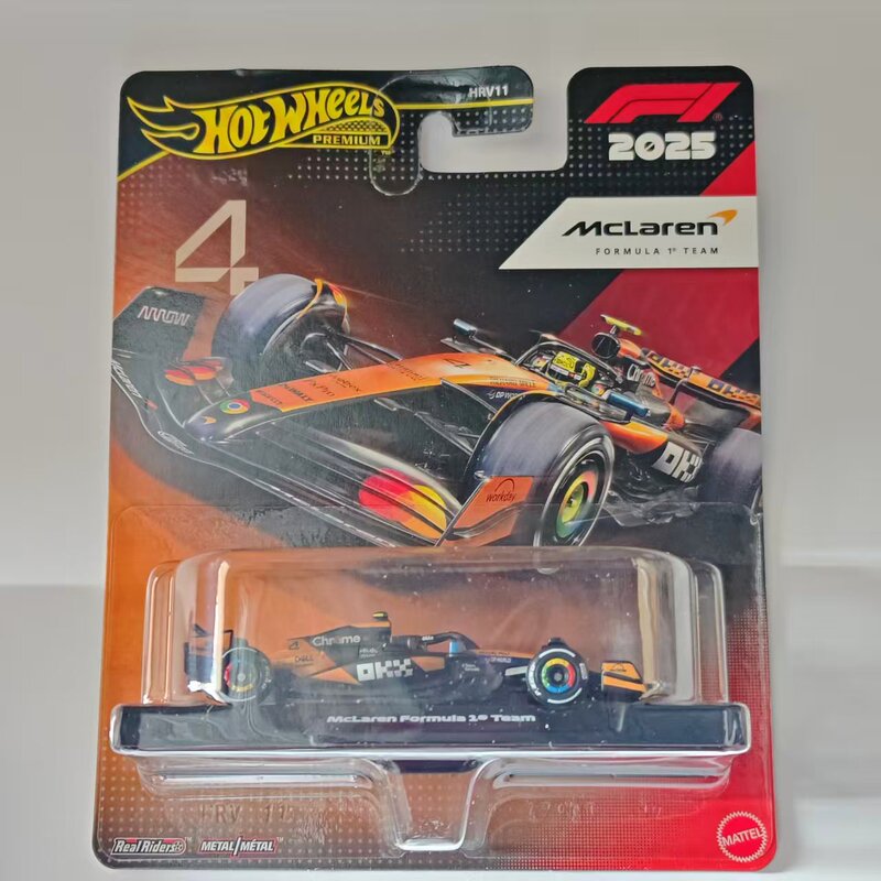 Hotwheels 2025F1 Racing Series Hrv11 Mclaren No. 4 Car Rubber Tires Orange