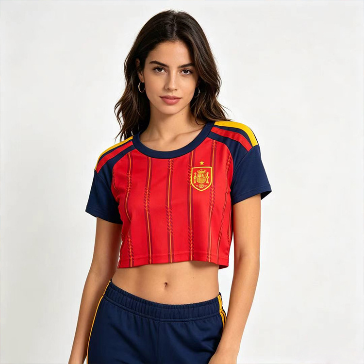 2026 World Cup Women's Jersey Argentina Mexico Spain Brazil Crop Top Short-Sleeve Jersey Women's Soccer Uniform