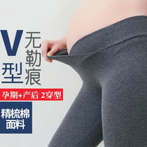 Pregnant women bottoming pants low waist belly warm 2019 new inside wear outside wear Women plus velvet thickened winter autumn and winter