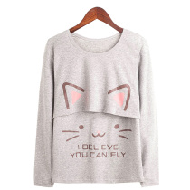 Suckling Autumn Clothes Spring Autumn Pure Cotton Pregnant pregnant womens blouses for the first time to feed the palate and palate for a single piece of the undershirt Big Code Girl