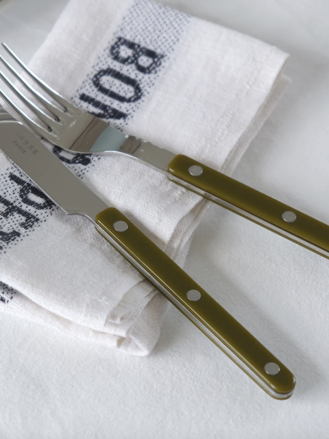 YURUUI Designer Spot! French Sabre Paris fern green knife and fork spoon stainless steel western dining tableware