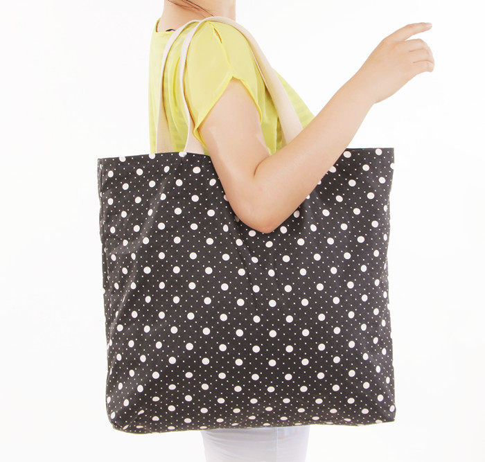 Miao Miao good product life wave wind cotton canvas satchel supermarket shopping bag mommy bag buying vegetable bag