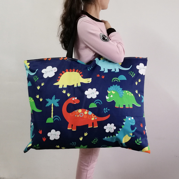 Kindergarten quilt bag children's futon bag cotton cartoon print canvas finishing storage bag tote bag washable