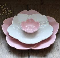 Japanese cherry blossom tableware porcelain bowl tableware gift hipster tableware special-shaped porcelain plate dish dish