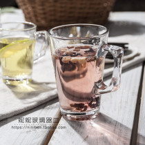 Simple glass water cup with handle Flower tea cup Coffee cup Beverage cup Multi-purpose cup type