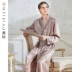 American Standard Spring and Summer Men dài tay dài 19m Bộ đồ ngủ bằng lụa nặng - Night Robe Night Robe