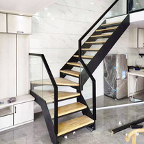 Крытая стальная деревянная прочная деревянная лестничная лестница общая лестница для виллы LOFT для дуплексной лестницы