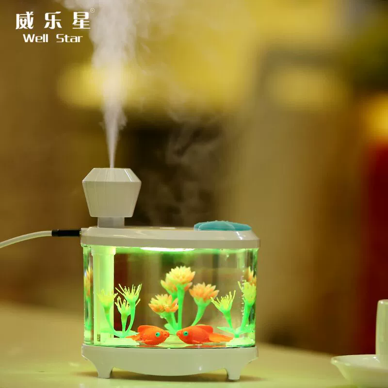 Wilo Star USB Mini Fish Tank Máy tạo độ ẩm đầy màu sắc Sáng tạo Hương liệu gia dụng Máy tạo độ ẩm nhỏ Ánh sáng ban đêm - Máy giữ ẩm