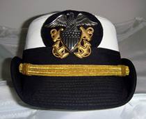U.S. military version original - Navy USN white dress womens lieutenants large-brim hat roll-brim hat