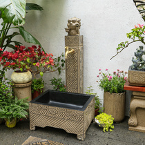Creative Chinese-style courtyard column water plug wash basin garden landscaping layout outdoor lawn watering retro mop pool