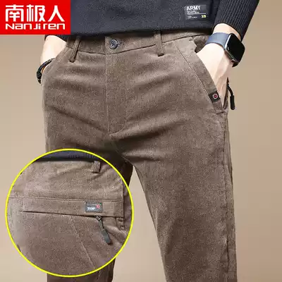 Antarctic pants men men Korean trend autumn and winter corduroy plus velvet thick loose straight men's casual trousers