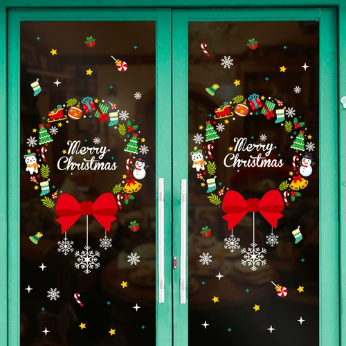 Рождественская стеклянная оконная наклейка для детского сада, наряжаться