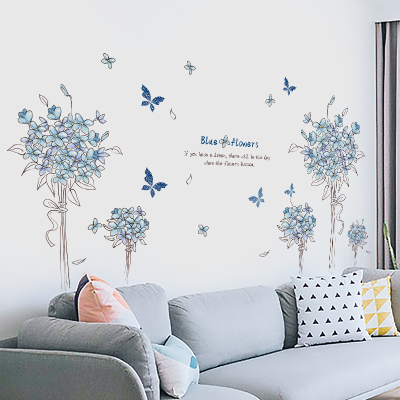 Living Room Sofa Wall TV Wall Creative flower wall Painting Self-Glued Bedroom Cozy Wall Headboard Decorative Stickers