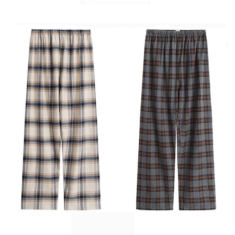 Muji Japanese-Style Quality Cotton Flannel Brushed Pure Cotton All-Season Home Pants Loose Casual Unisex Sleep Pants