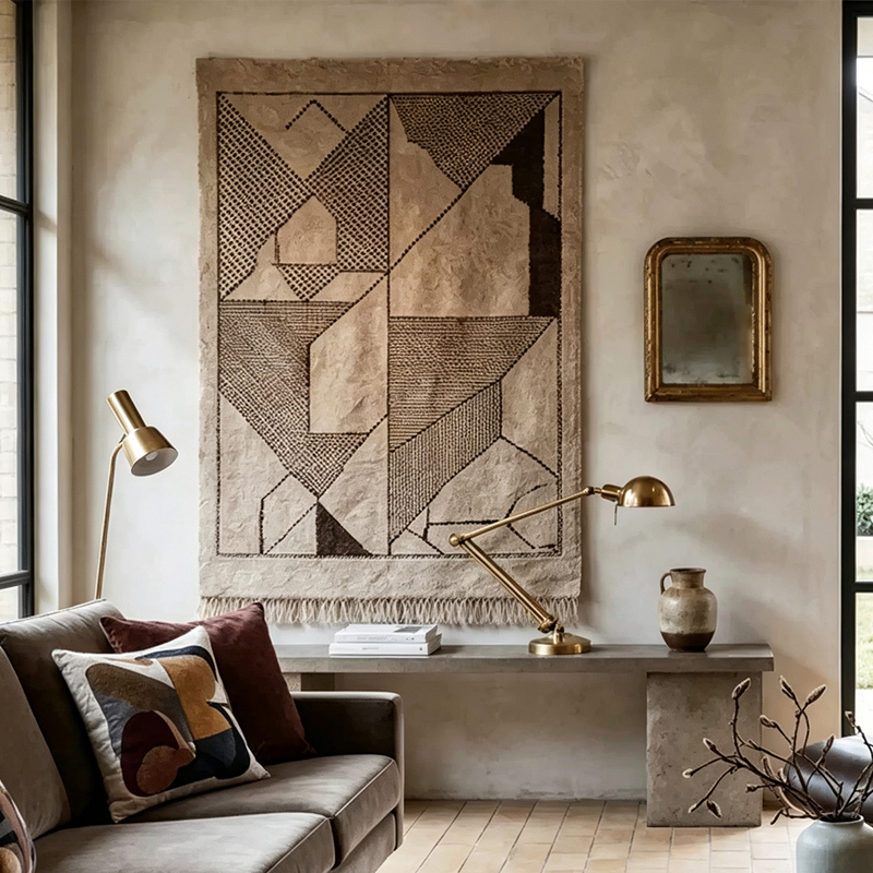 Vintage Ethnic-Style Woven Texture Living Room Background Wall Blanket Decorative Painting Homestay Wall Hanging Tapestry Wall Art