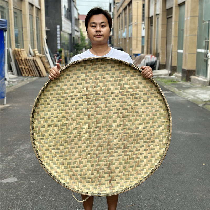 加固竹编簸箕竹匾无孔有孔手工四川大圆簸箕凉晒干货竹筛竹制品