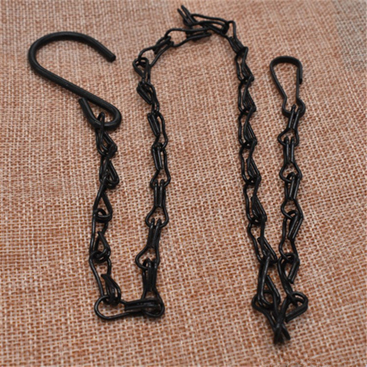 Black flower pot chain single flower basket hanging chain decorative hanging chain Black double hook chain double eight hanging chain bird cage chain 50cm