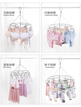 Stainless steel disc drying socks hanger hook baby multi-clip household round underwear multi-function storage artifact