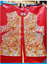 Customized pure manual embroidery of gold and silver thread dragon and phoenix coat big Wufu goldfish skirt coat traditional Chinese wedding dress 09