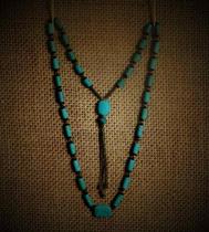 Antique antique collection Warring States blue glass tube turtle backplane bead necklace original design boutique