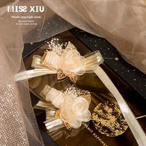 MISSXIU Wedding Autumn Day] Advanced European-style wedding bride Champagne chest floral wrist floral bridesmaids brooch