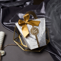 MISSXIU wedding love bag] New fashion light luxury style gray marble wedding candy box does not contain sugar