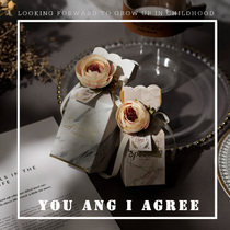 MISSXIU wedding product agreement] Gray marble light luxury INS wind flower fabric wedding candy box does not contain sugar