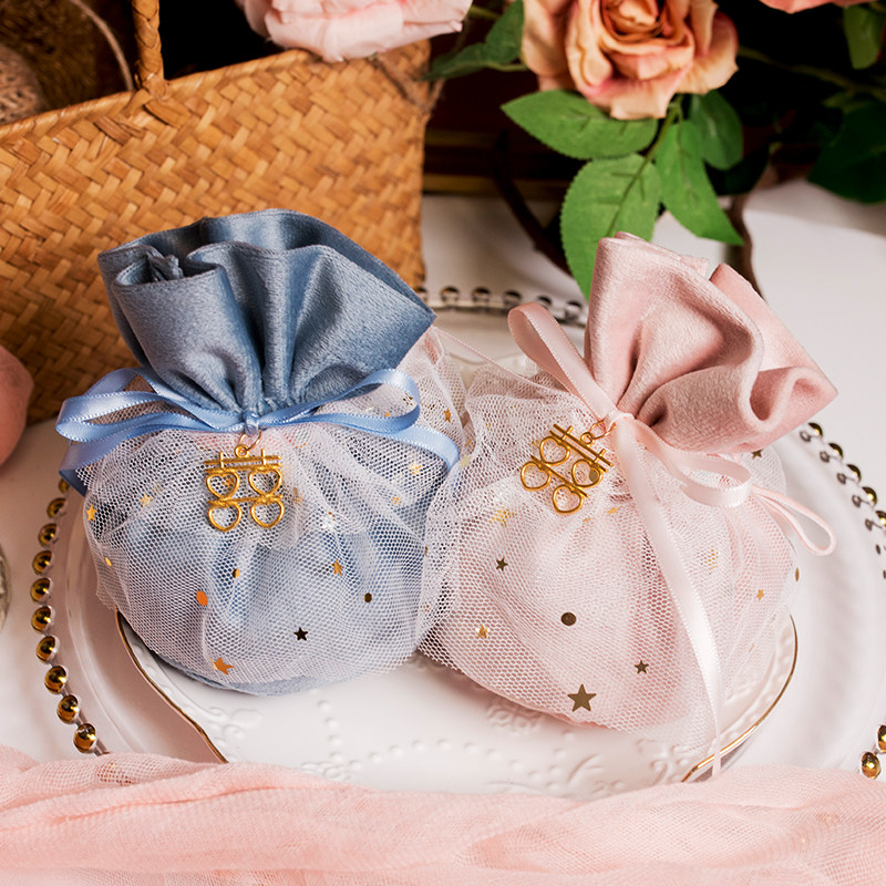 MissS XIU Marriage Kiss] Hand carrying cloth bag mesh yarn pink Candy Suede Handbag Happy Sugar Box Superior