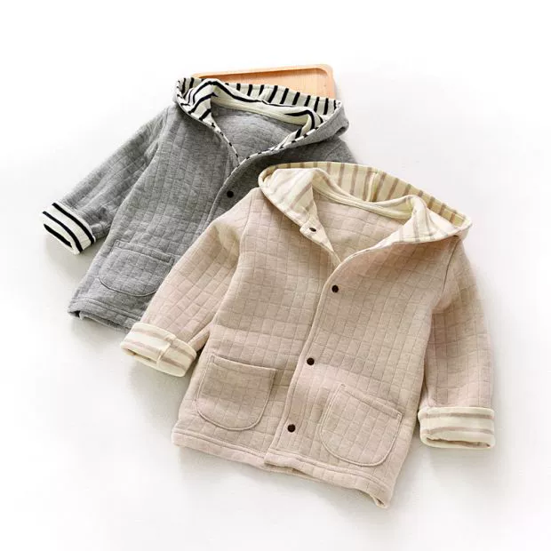 Áo cotton cho trẻ em lớp áo trùm đầu cho bé trai và bé gái áo len dài tay cho bé áo lông cừu cho bé