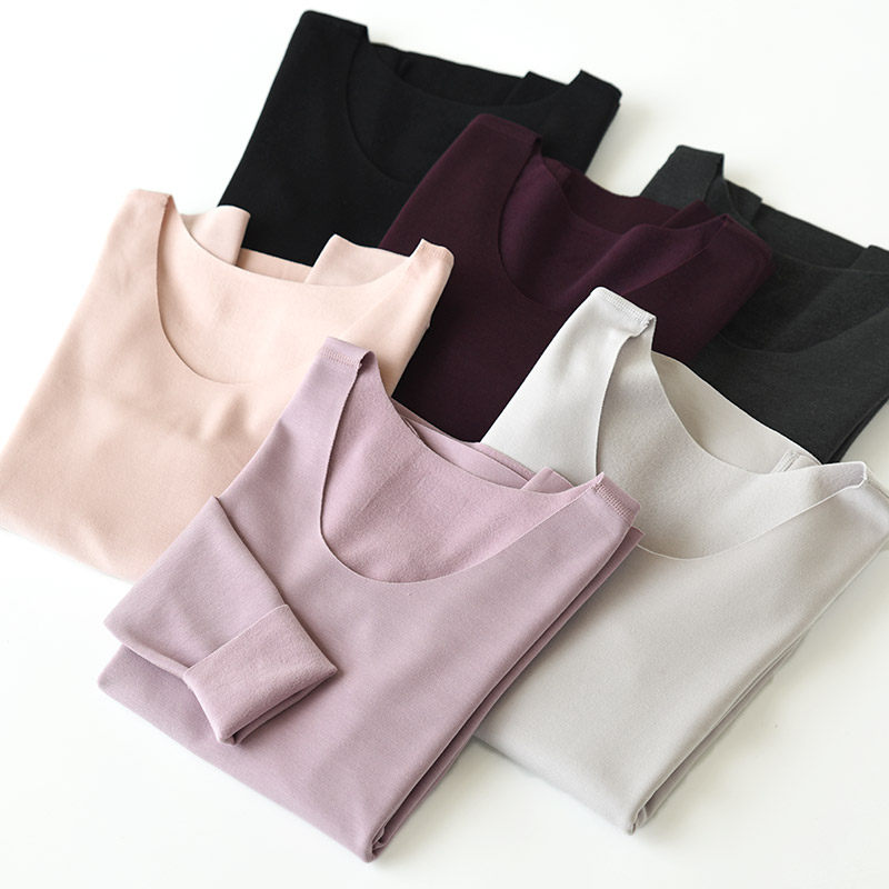 Feel free to cut hot German velvet bottom shirt plus velvet long-sleeved T-shirt Women's big round collar autumn clothes boneless stitching autumn and winter